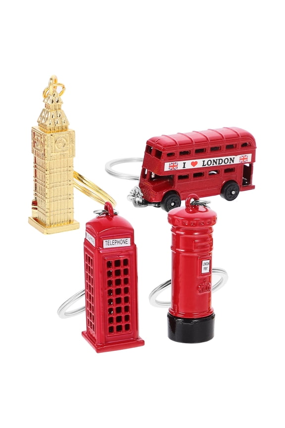 London Souvenirs Keychain Set with Bus and Postbox Alloy Multi Color for Decoration