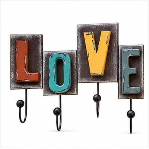 DRAFIDEEP 1Pc Wood Wall Mounted Coat Hooks Love Letter Design Blue Decorative Organizer for Entryway