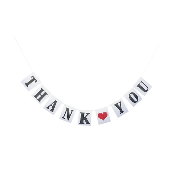 OUNONA Wedding Decorative Paper Bunting Banner with Lover Pattern and T You Letters for Party Decor