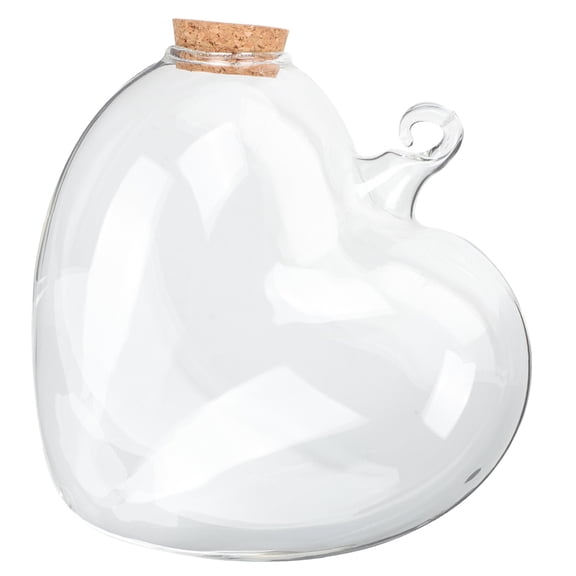 DRAFIDEEP Heart Shape Wishing Bottle Clear Glass Diy Design 1Pack 5.5x4.7in