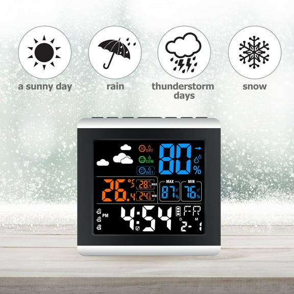 OUNONA  Luminous Digital Clock Clocks Battery Temperature Function Child Black