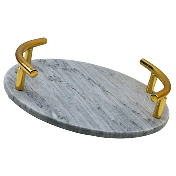 OUNONA Luxury Marble Tray Fashion Cake Display Tray Party Dessert Plate with Handle