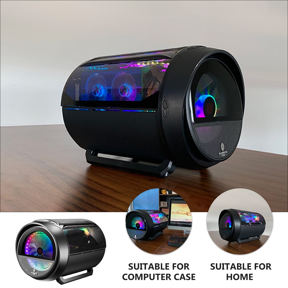 OUNONA Black Gaming PC Case with Transparent Side Window, Compact Size, 1.2mm Steel Frame for Desktop Build