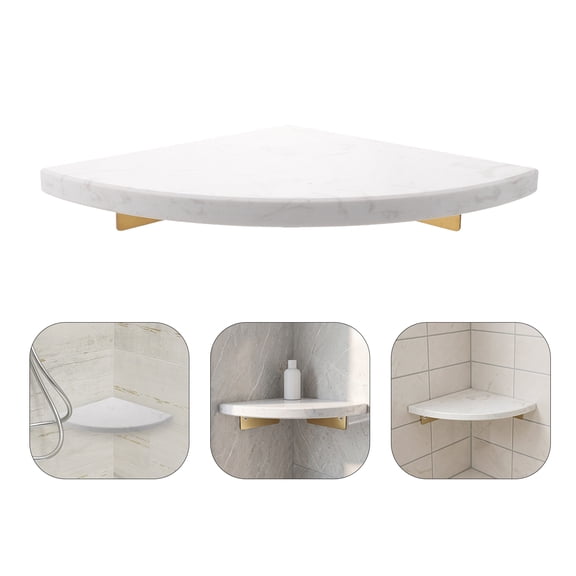 OUNONA Marble Shelf Tile Triangle White Three Tier Corner for Shower Walls