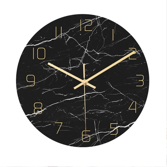 OUNONA Modern Wall Clock with Marble Printing for Home Decor Multi Color Acrylic Material 1pc