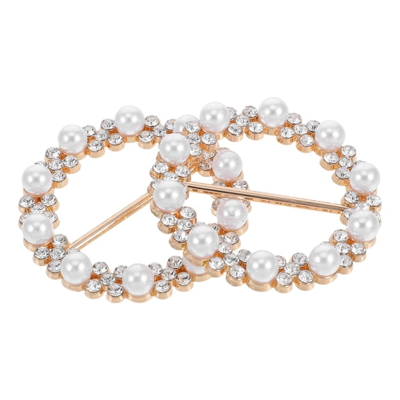 OUNONA Masteelf 2pcs Women Scarf Ring Clip Metal Round T Shirt Tie Clips with Rhinestone Buckle for Clothing Ring Holder