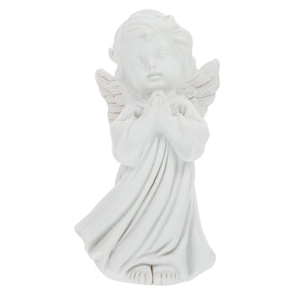 HOMOBABE Sitting Pose Angels Figurine White Resin 1Pcs 3.5x1.8in