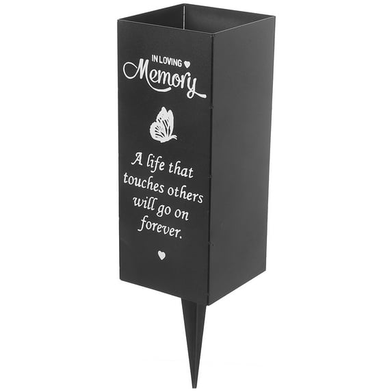 WEAVILUX Cemetery Grave Flower Vase Metal Flower Holder For Gardens 1Pack 11.59X3.22X3.22In