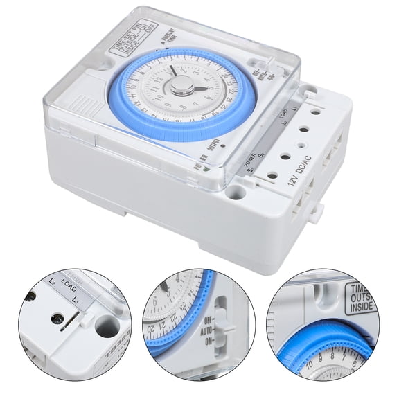 OUNONA Mechanical Outlet Timer Mechanical Accurate Countdown Timer With Grounded Pin Energy Saving For Kitchen Lamps ( White 12VAC/ DC )