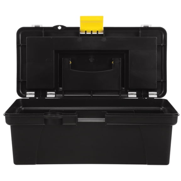 OUNONA Portable Mechanics Tool Box Storage Case, Black Plastic Container for Power Tools and Hand Tools Organization