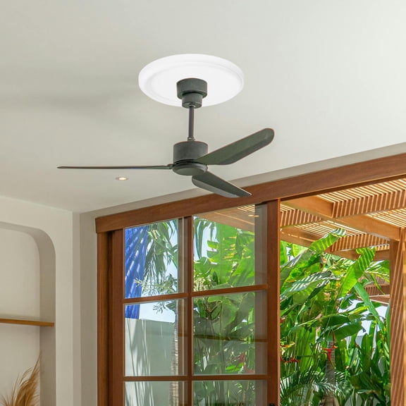 OUNONA Medallion Decorative Fan Round LED Lighting Cover Plate Ring for Living Room Bedroom Dining Room