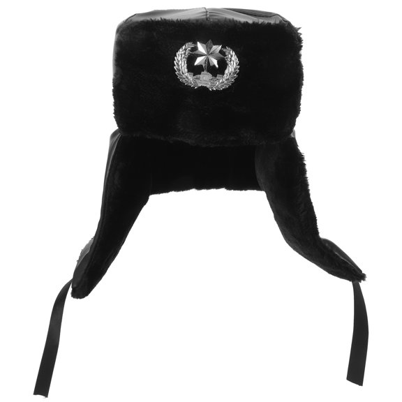 OUNONA Mens Warm Hat Black Plush Outdoor Cap Soft Flexible Comfortable Winter Hat