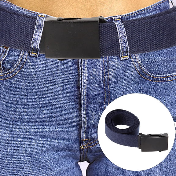 OUNONA Mens Waist Belt Navy Canvas Adjustable Utility Belt for Outdoor and Formal Dressing