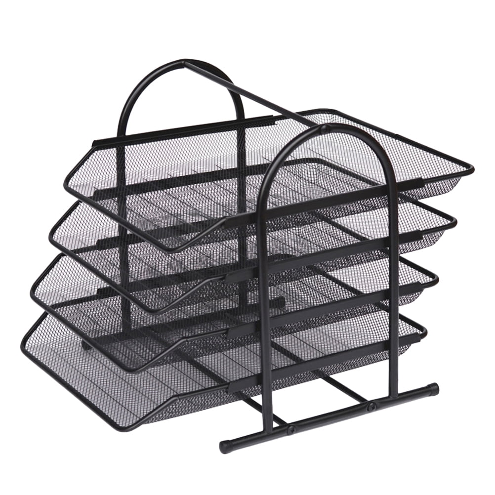 OUNONA Mesh File Folder Holder Black Office Desk Rack Document ...