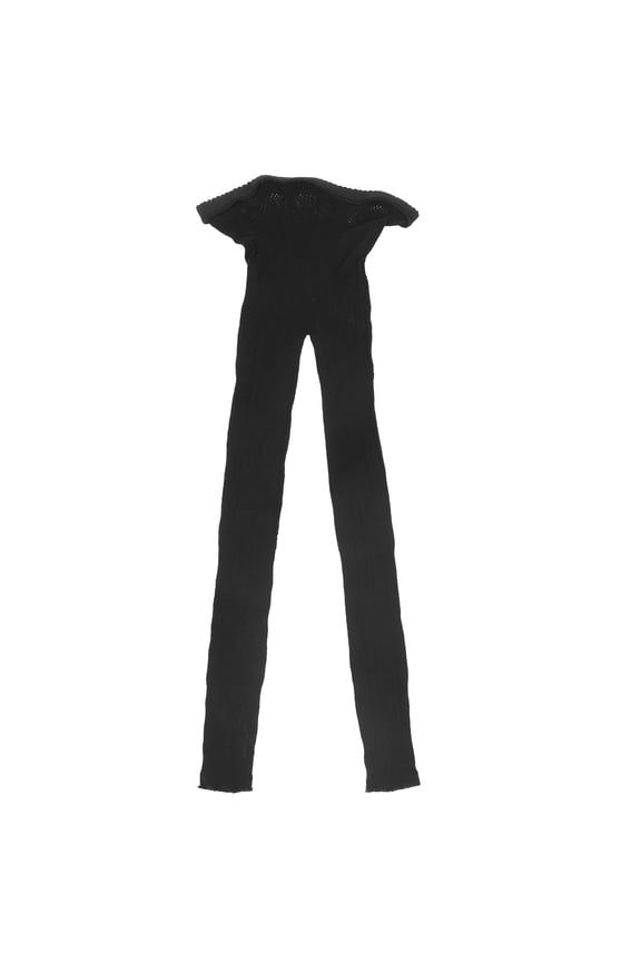 Mesh Tights for Women Black Nylon Stylish Asymmetric Pattern 1Pack