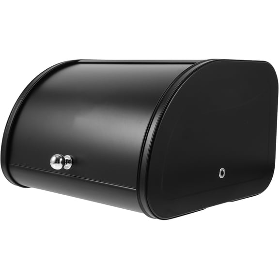 OUNONA Kitchen Bread Box in Black Carbon Steel for Home Bakery and Food Storage