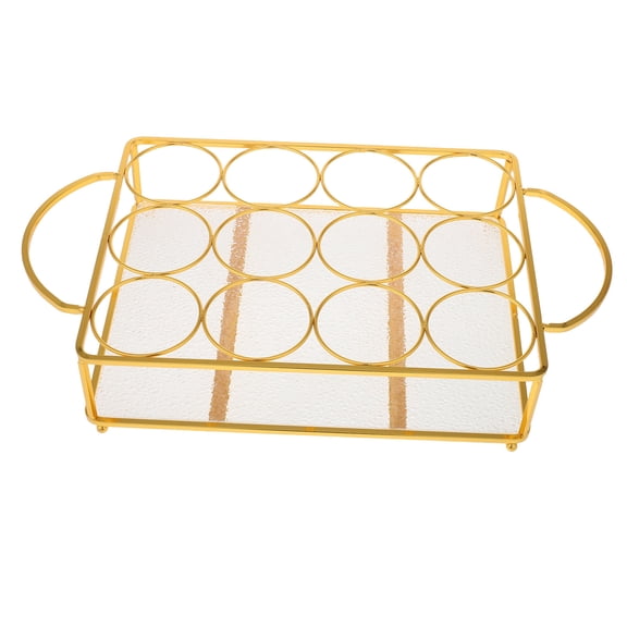 OUNONA Metal Drink Holder Rack for Bar KTV Party Tabletop Wine Glass Storage Organizer 12 Shots Countertop Beverage Display Stand Kitchen Accessories