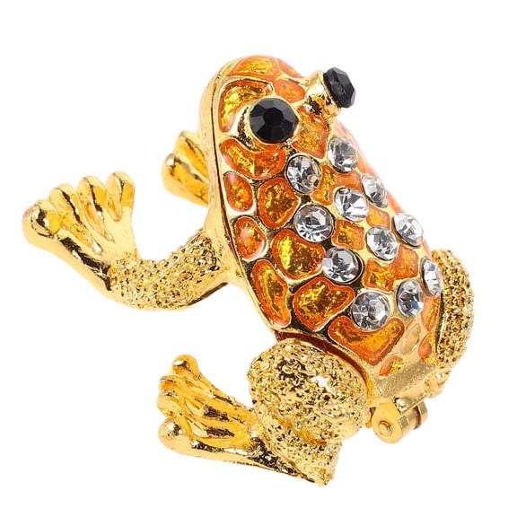 OUNONA Metal Enamel Frog Figurine Storage Box Vintage Style Decorative Trinket Case