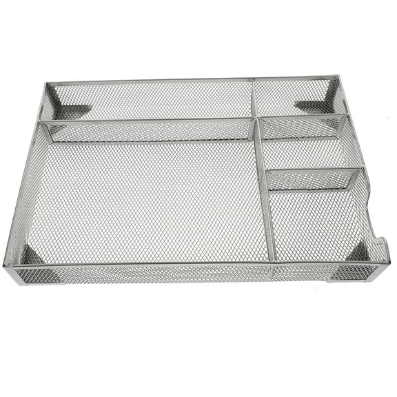 NUOLUX Office Mesh Desk Organizer Metal Drawer Storage with Aesthetic Plated Silver Finish