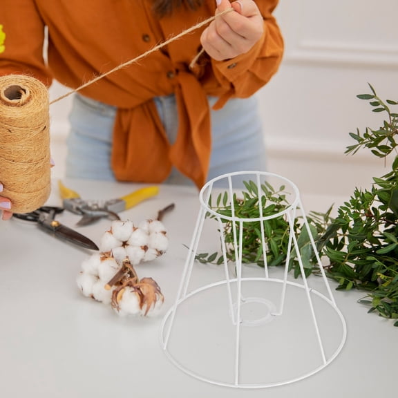 OUNONA Metal Pendant Lamp Shade Frame Wide Cone Wire Cage 12x24x20cm E27 Socket