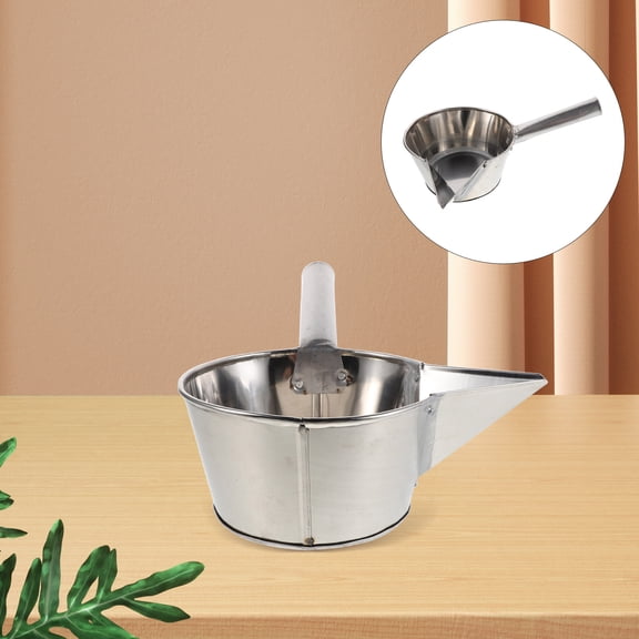 OUNONA Stainless Steel Pouring Ladle with Precision Spout for Ceramic Grouting, Pottery, Crafting and Projects