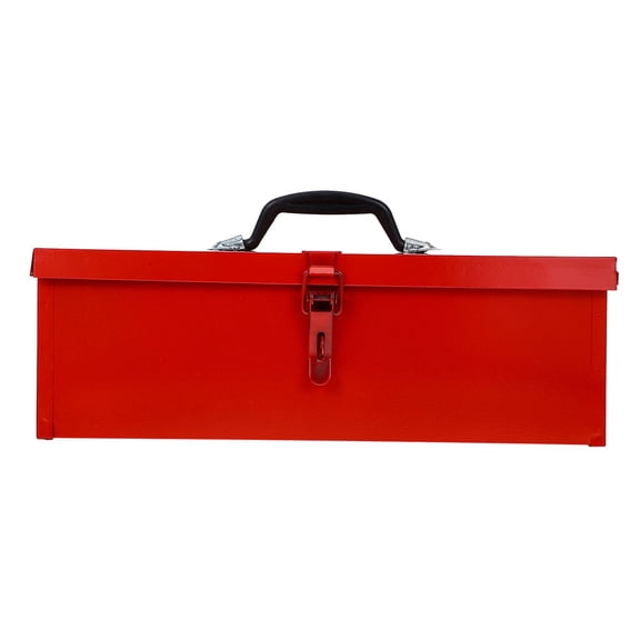 OUNONA Metal Toolbox Heavy Duty Portable Tool Box Organizer With Latch Closure And Handle Construction Tool Storage Case For Home Garage Red