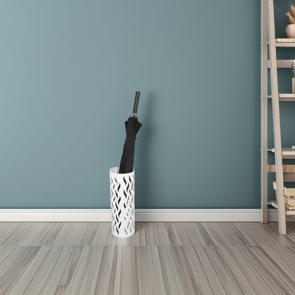 OUNONA Metal Umbrella Stand Rack Round Holder Entryway Container Space Saving Organizer Flower Bucket 1 Set Home Office Decor