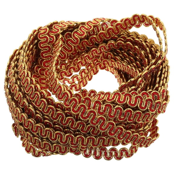 OUNONA Red and Metallic Wave Trim Braid for Sewing, Crafting, Embellishment, Projects and Decorative Accents