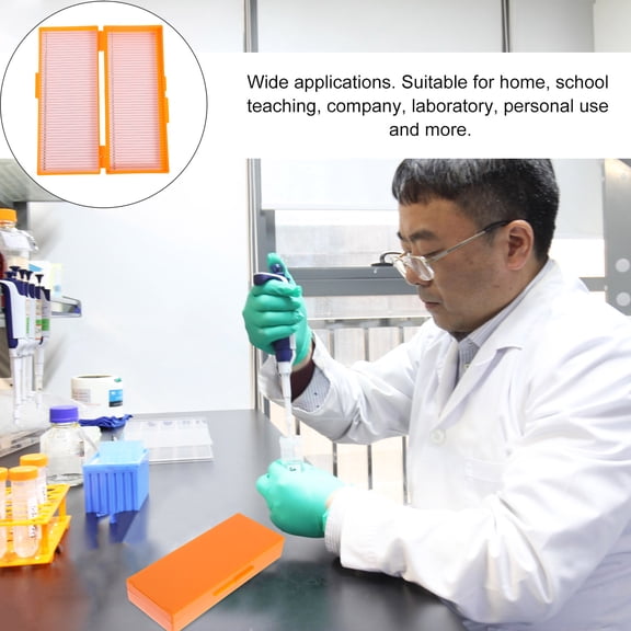 OUNONA Microscope Slide Holder Box Yellow ABS for Organizing Laboratory Microscope Slides 50-Pcs