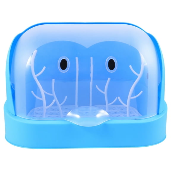 OUNONA Blue Milk Bottle Organizer with Cover Design and Draining Function for Home
