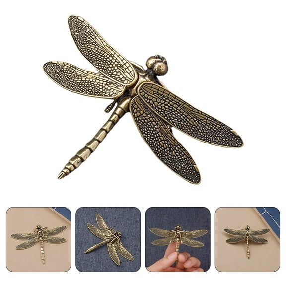 OUNONA Mini Brass Dragonfly Figurine Brass Animal Ornament Miniature Dragonfly Craft