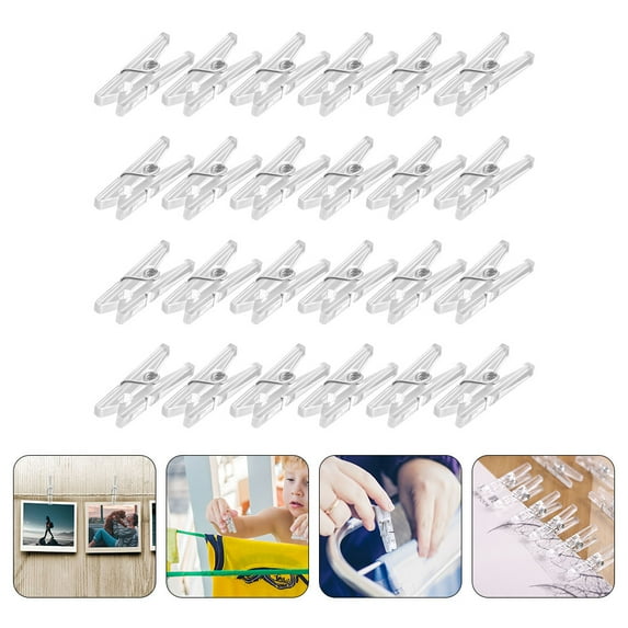 WEAVILUX Plastic Clip Clothespins White 100Pcs