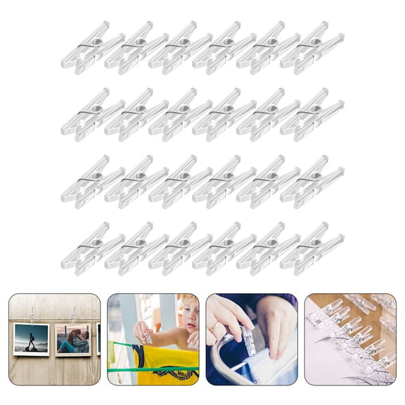 WEAVILUX Plastic Clip Clothespins White 100Pcs