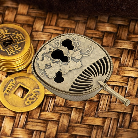 OUNONA Mini Copper Incense Burner With Lid For Burning Incense Sticks Cones  For Home Office Decor Incense Burner Desktop Ornament