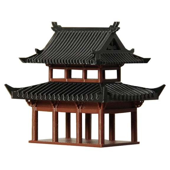 OUNONA Small Decorative Pavilion Black Vintage Style Micro Landscape Ornament for Tabletop