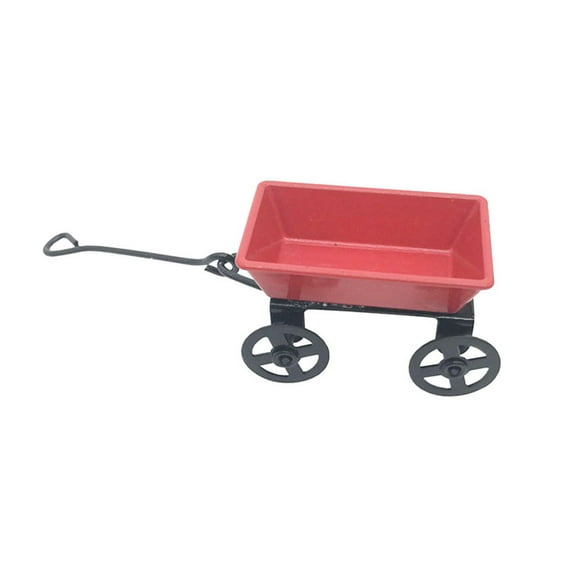 OUNONA Miniature Garden Cart Decor, Small Furniture Trailer Model, Dollhouse Accessory for Home Decoration