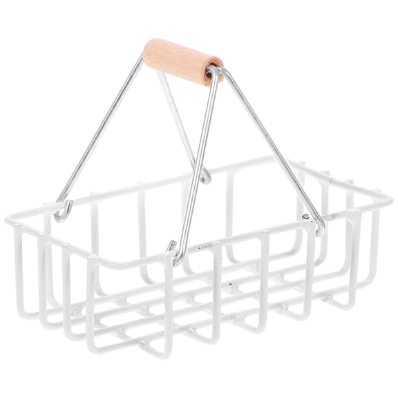 OUNONA Miniature House Accessories Shopping Basket Iron Decorative 1Set