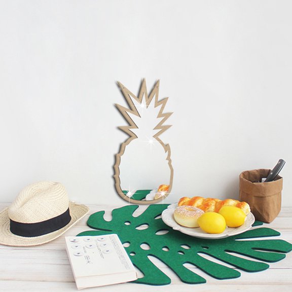 OUNONA Pineapple-Shaped Decorative Wall Mirror, 38x18x1 cm, Stylish Home for Living Room and Bedroom