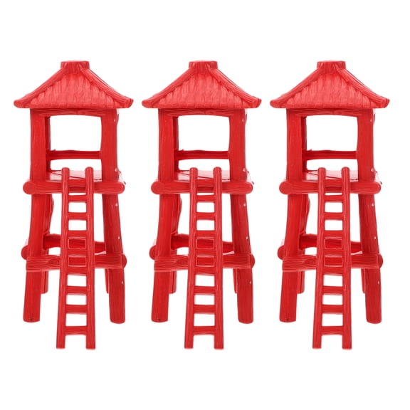 CATIEBYE 3Pcs Red PVC Observation Tower Model for Sand Table Decoration, and Realistic Design