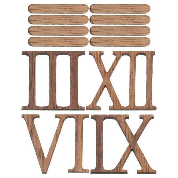 QUMIIRITY Frameless DIY Wall Clock with Roman Numerals Made of Wooden Material for Home Decor Light Brown