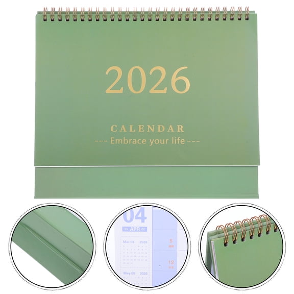OUNONA Months Calendar 2026 Foldable Stand Up Planning Tool Olive for Teachers 1Pcs