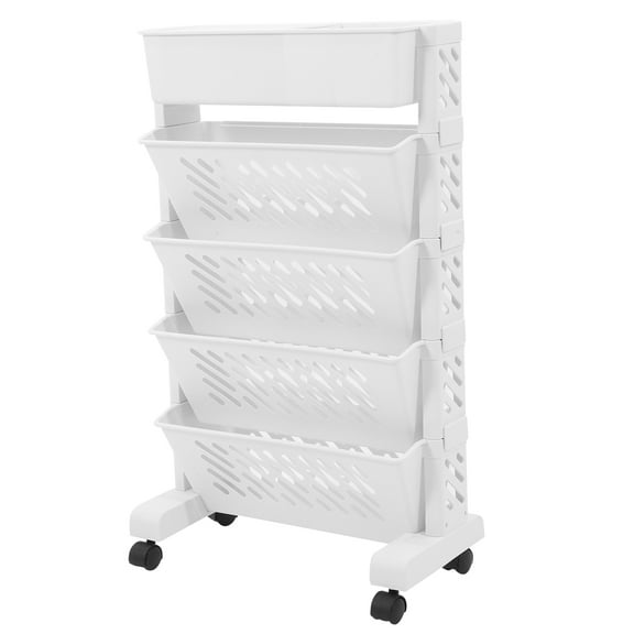 OUNONA Movable Rolling Bookcase Multi-layer Rack Multi-Purpose Organizer Bookshelf