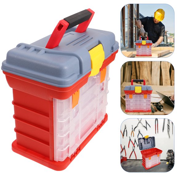 WEAVILUX portable parts storage box Parts Organizer Box Plastic Parts Container Simple Design 1Pcs