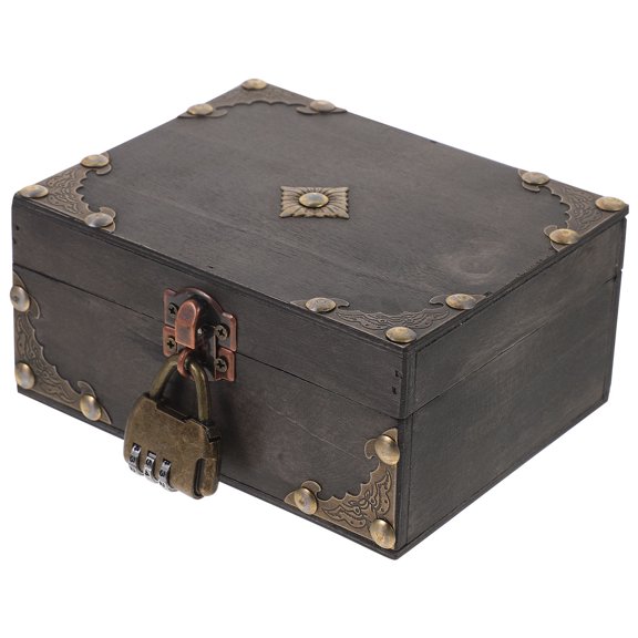 OUNONA Multi Color Wooden Treasure Chest with Lock for Secure Storage and Decorative Display