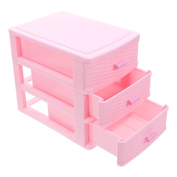 OUNONA Plastic Desk Organizer Pink Multilayer Storage Drawers for Office and Bedroom