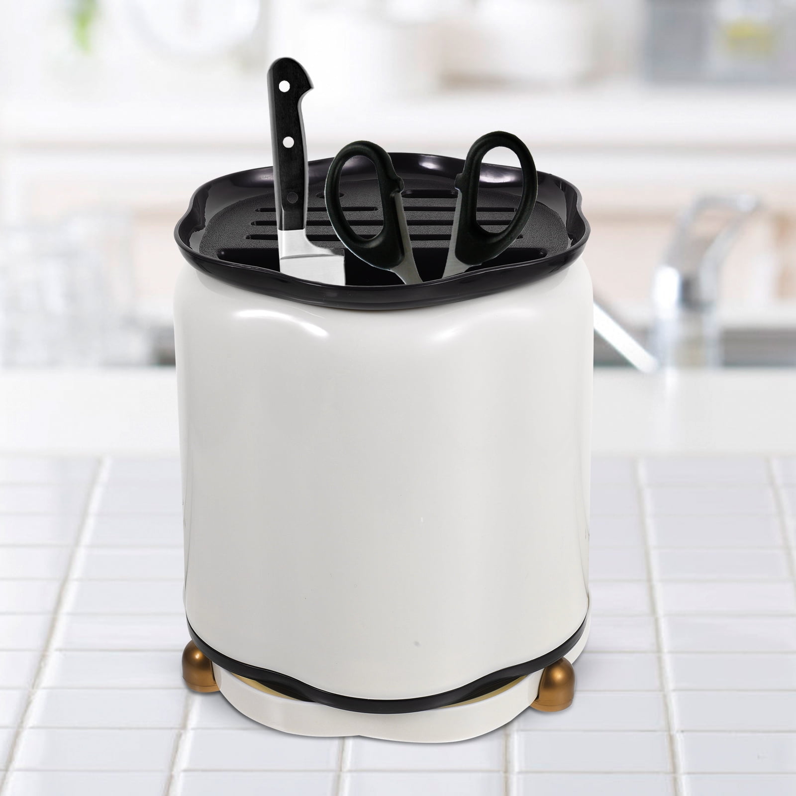 OUNONA White Rotating Kitchen Cutter Rack with Multi-Purpose Design and ...