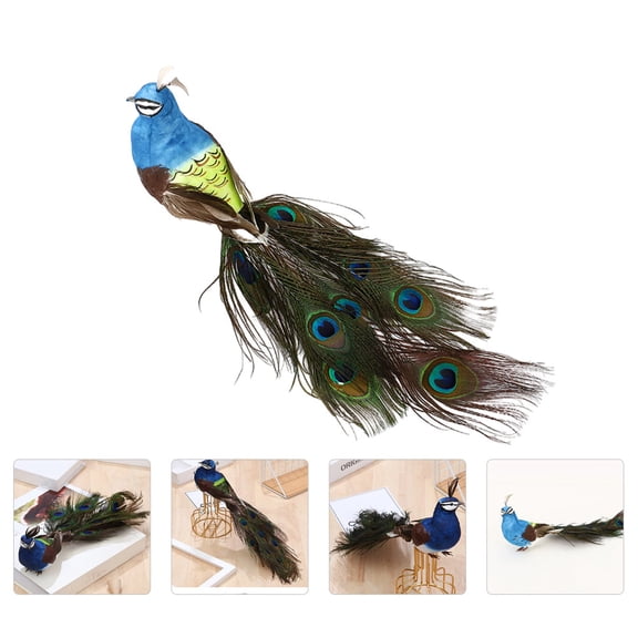 OUNONA Multi Synthetic Peacock Statue Decorative Figurine for Crafts, Home Decor, Holiday Props - 1 Piece