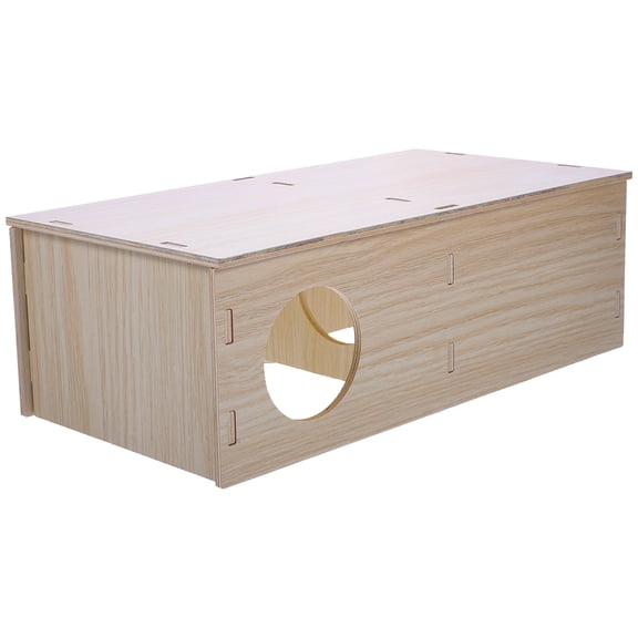 OUNONA Multi-Chamber Wooden Rat House Small Animal Shelter Beige 1 Set
