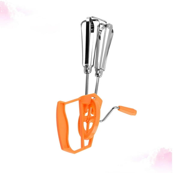 OUNONA Multifunction Stainless Steel Egg Hand Whisk Spiral Mixer Plastic Mixer Kitchen Gadget (Orange)