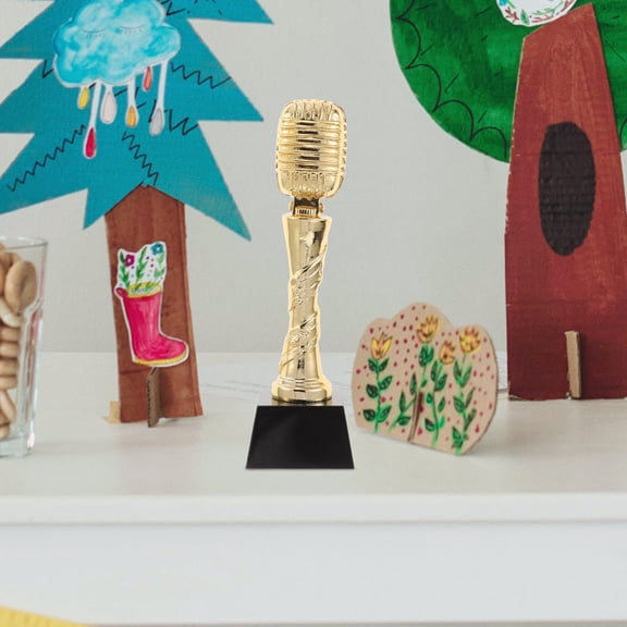 OUNONA Music Recognition Trophy Resin Microphone Model for Singing Awards and Competition Souvenir